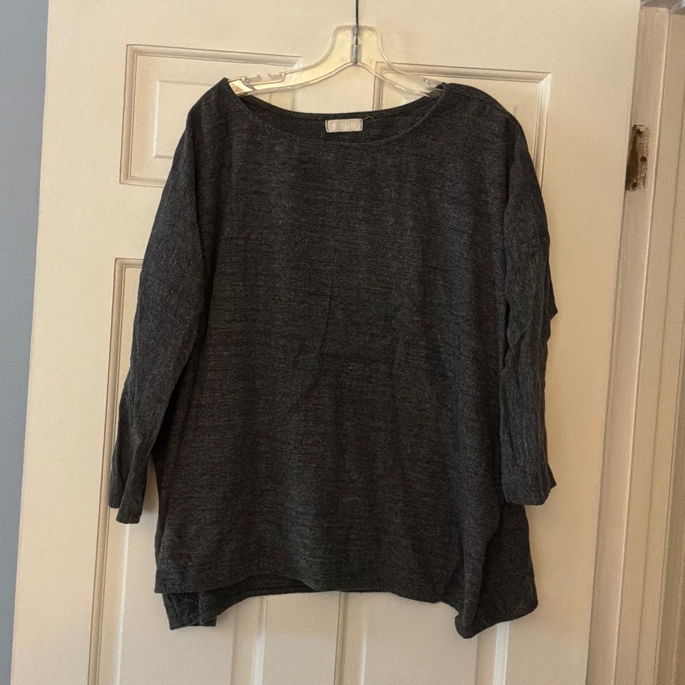 CP Shades Sibella Top Charcoal Gray Cotton Boat Neck S Minimalist Boho Coastal